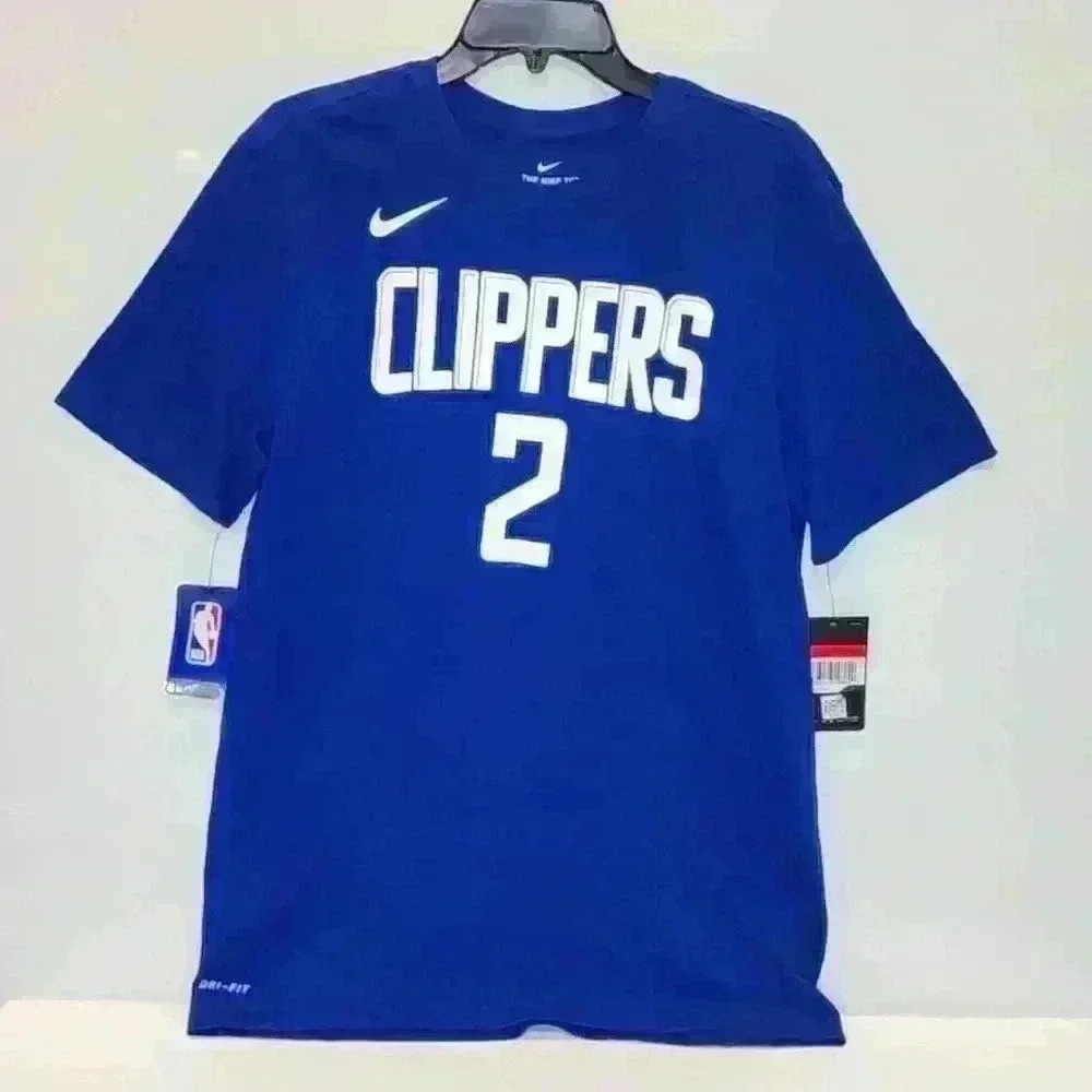 NIKE Clipper #2 Leonard Dri-Fit blue T-Shirt Size Large T819444